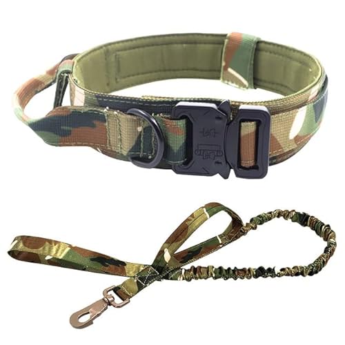 Hundehalsband Trainingshalsbänder Design Hundehalsband für große Hunde Militärisches Hundehalsband für mittelgroße und große Hunde Heimtierbedarf-Camouflage-Set,L(45-55cm)