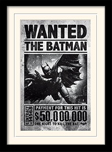 Pyramid International Batman Arkham Origins (Wanted) 30x40 cm montiert und gerahmt, Mounted 250GSM PAPERWRAP MDF, Mehrfarbig, 44 x 33 x 4 cm