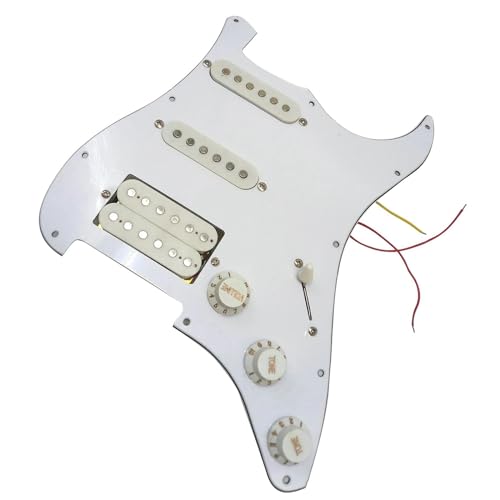 Standard-Pickguard-Tonabnehmer 11-Loch-SSH-Schlagbrett für E-Gitarre, weiß, mit vorverdrahteten Schlagplatten