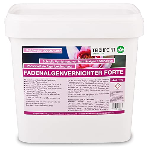 Fadenalgenvernichter Forte, gegen Algenwachstum im Teich, Algemittel Pulver für Koiteich und Gartenteich, phosphatfreier Fadenalgen-Vernichter für algenfreie Teich-Oase (10 kg)