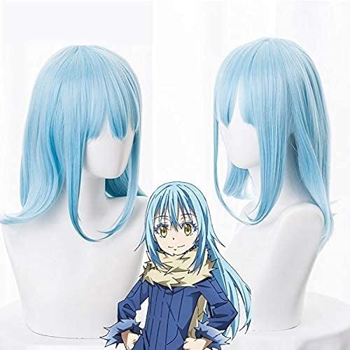 LINLINCD-Anime Coser Wig Zu dieser Zeit ich AI wieder inkariert als Slime Cosplay Wig Rimuru Tempest Long Blue Hair Blue Tensei Shitara Slime Datta Ken Rolle Play Wig+Perücke Cap