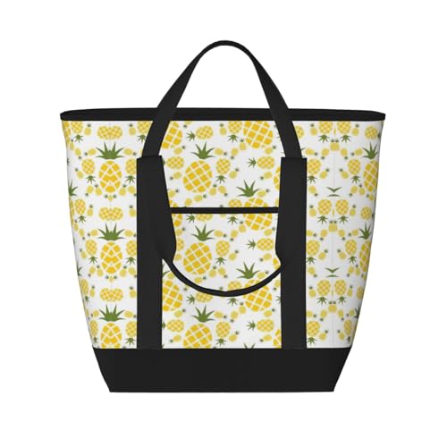 YQxwJL Pineapple.. Bedruckte große Kapazität, isolierte Lunchtasche, wiederverwendbare Einkaufstasche mit Reißverschluss für Damen und Herren