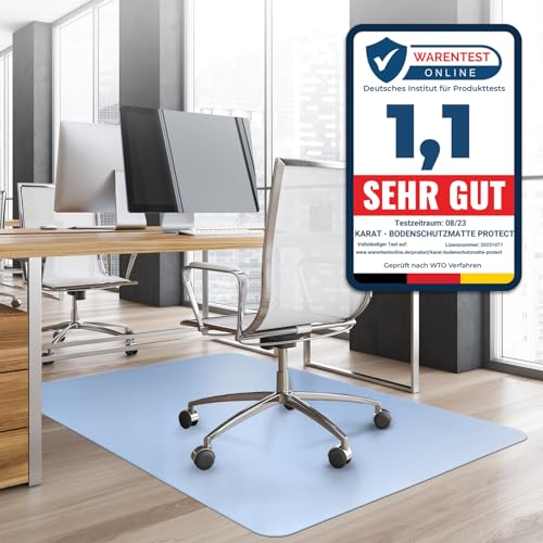 Office Marshal® Bodenschutzmatte in Trendfarben | 75 x 120 cm für Hartböden | ohne schädliche Weichmacher und PVC | Größe und viele Farben zur Auswahl (Hellblau, 114 x 150 cm)