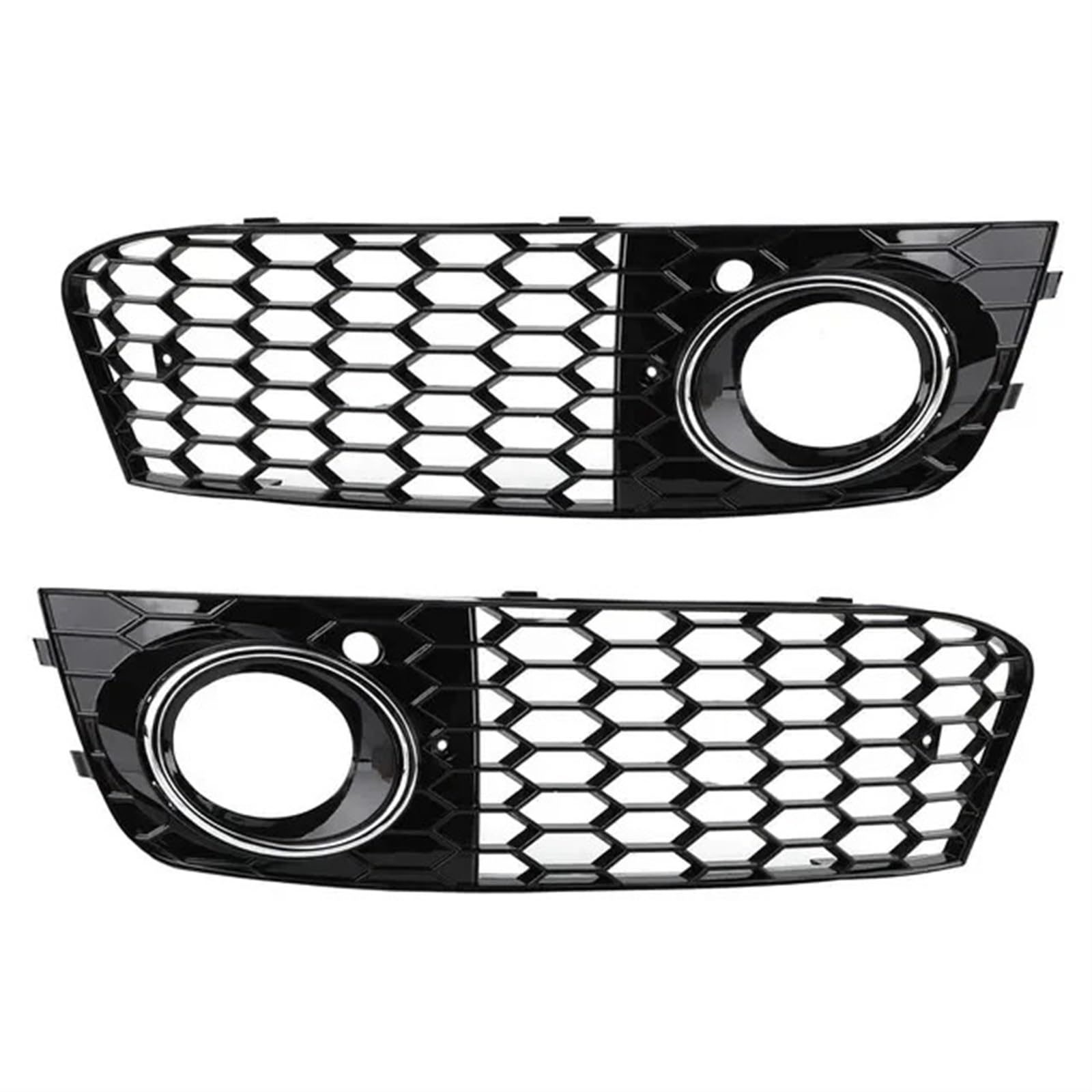 Frontgrills Für Für A4 B8 2008-2012 RS4 Stil Kühlergrill Nebelscheinwerfer Abdeckung 8KD807682 8KD807681Honeycomb Auto Front Grill Mesh Front Bumper Grille(Chrome)