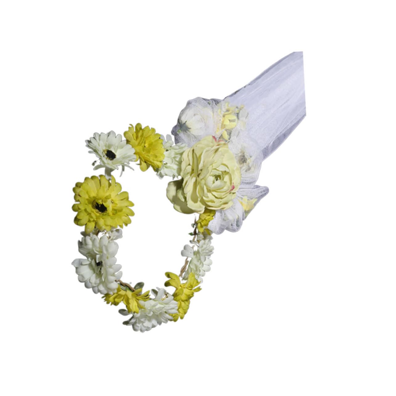 AIHEDOUJ Erstkommunion-Schleier, Hochzeits-Tiara, Schleier-Blumen-Kopfschmuck, Braut-Kopfschmuck für Hochzeitsschleier, Hochzeitsschal, Diademe, Kranz, Schleier, Braut-Kopfbedeckung, Strand-Böhmen,