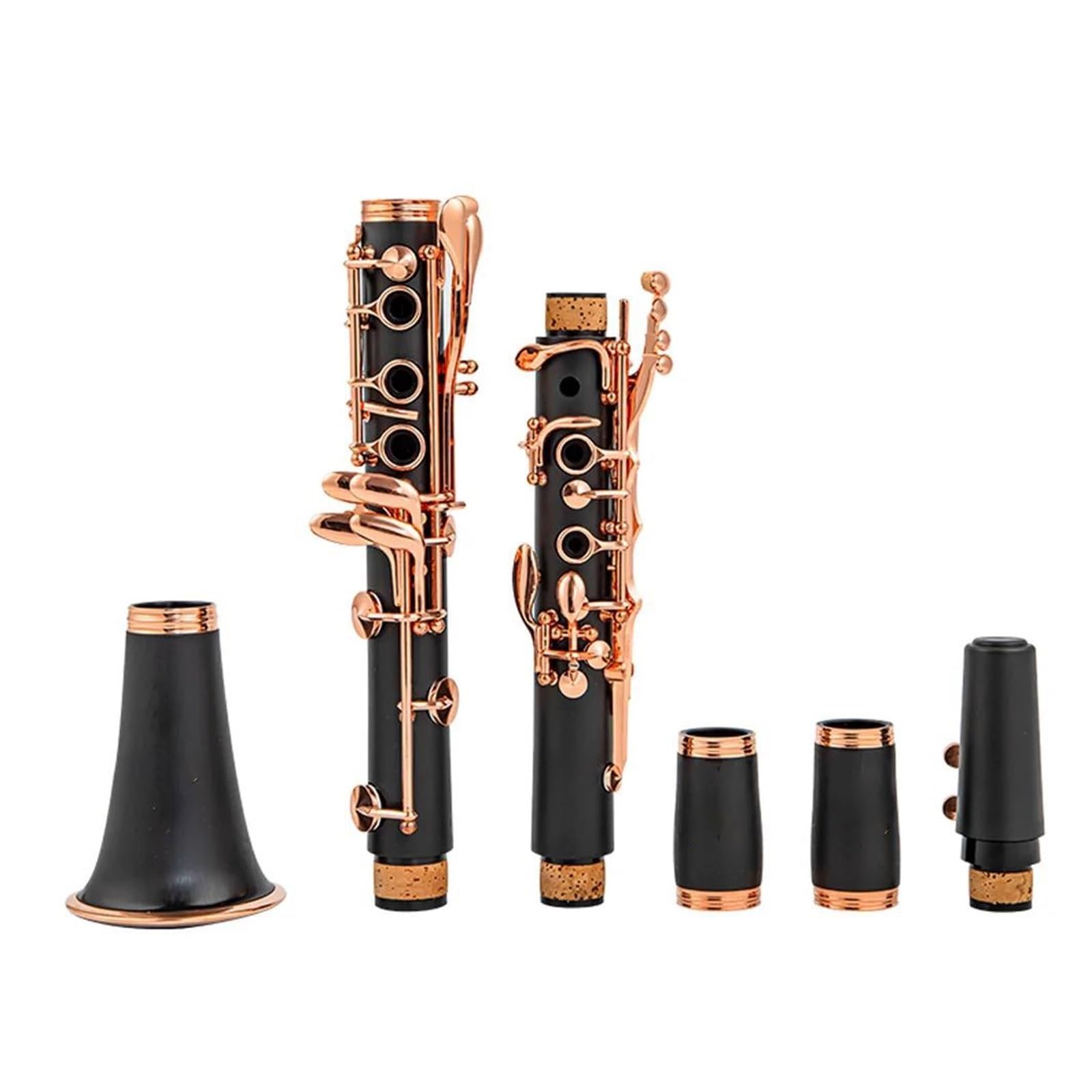 Musikinstrument-Klarinette Bb-Klarinette Lack Roségold 17 Tasten Klarnet Schwarz Clarinete