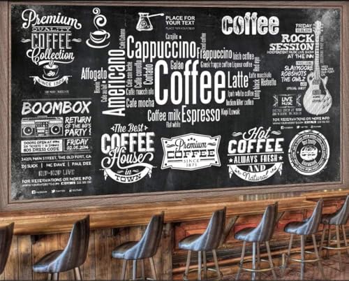 Vintage Kreidetafel Kaffee 3D Tapete Poster Restaurant Schlafzimmer Wohnzimmer Sofa TV Dekorative Wand-250cm×170cm