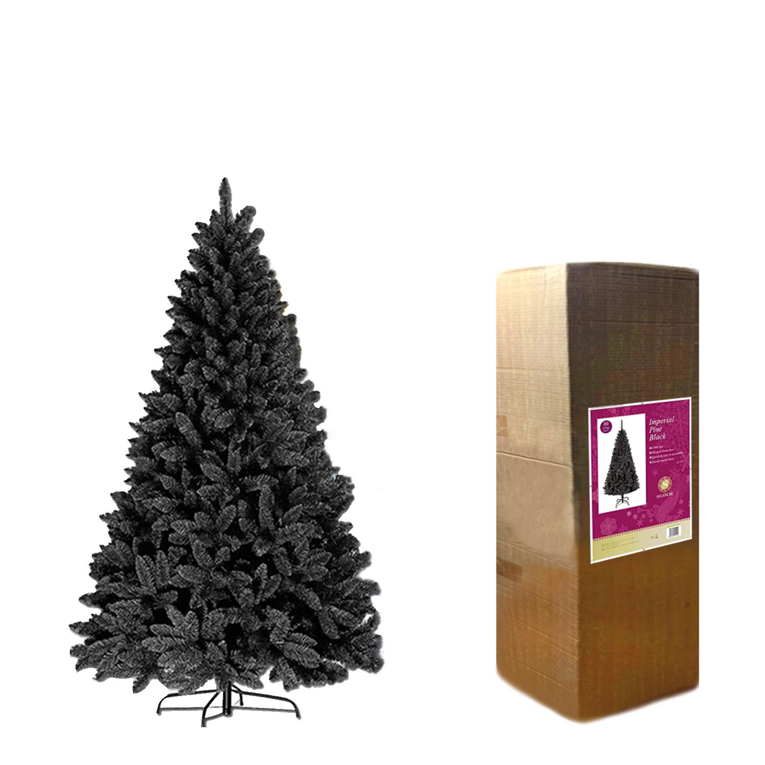 SHATCHI Künstlicher Weihnachtsbaum, Kiefernholz, mit Scharnier, mit Metallständer, PVC, schwarz, 120 cm