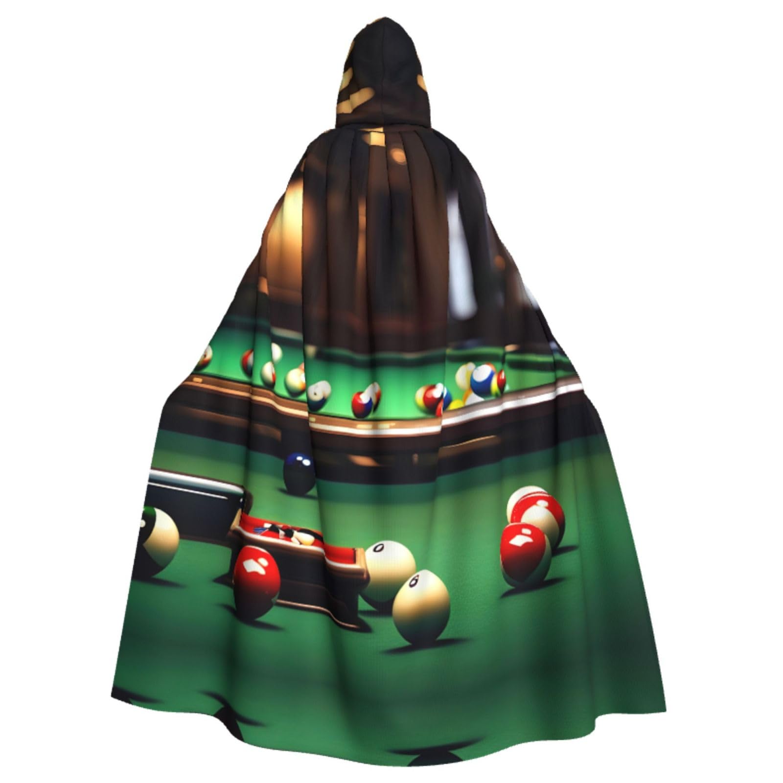 WURTON Eleganter Kapuzenumhang mit Billard-Druck, für Halloween, Karneval, Mottopartys, Cosplays, Erwachsene, Unisex