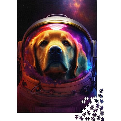 500 Teile für Erwachsene, schwierige Puzzles, Weltraum-Golden Retriever, Holzpuzzle für Erwachsene und Teenager, nachhaltiges Puzzle für Erwachsene (Größe 20,47 x 14,96 Zoll)