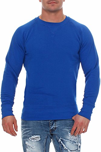 Happy Clothing Herren Pullover Sweatshirt Langarm Pulli ohne Kapuze S M L XL 2XL 3XL, Größe:M, Farbe:Blau