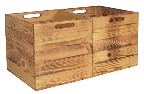 CHICCIE 2 Set Kallax Holzkiste Karl - Geflammt Aufbewahrungsbox 33x38x33cm Aufbewahrungskorb Holzbox Holz Regal