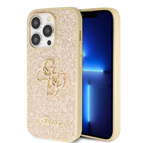 Guess GUHCP14XHG4SGD Hülle für iPhone 14 Pro Max 6.7" golden hardcase Glitter Script Big 4G