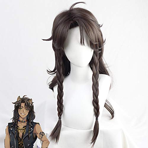 LINLINCD Cosplay wig Twisted-Wonderland Leona Kingscholar Cosplay PerückenBrown Braid Lange hitzebeständige synthetische Haare Karneval Halloween Party Perücke