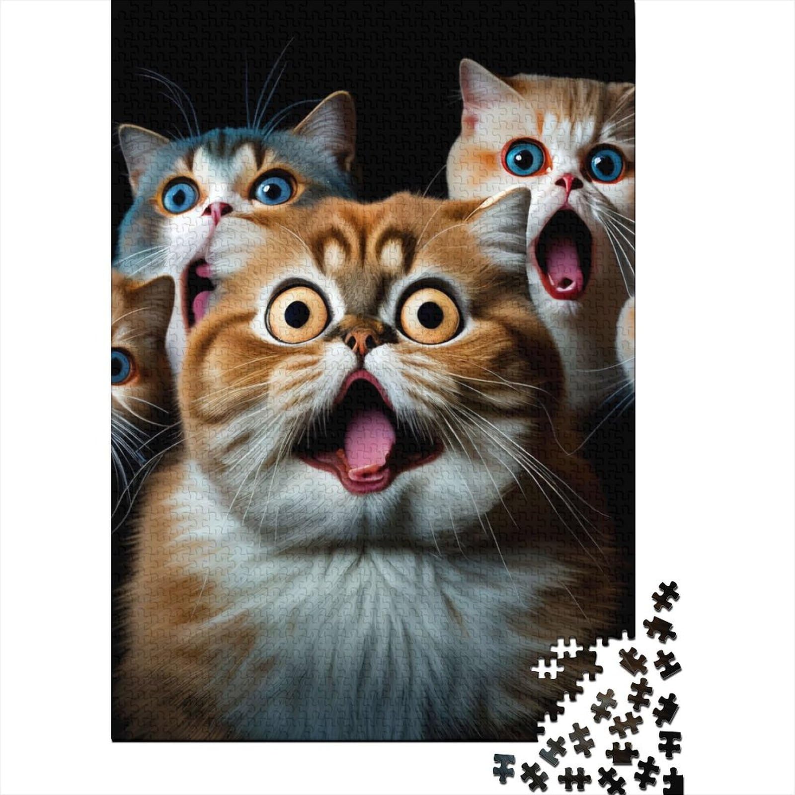 500 große Teile Puzzle für Erwachsene Lustiges Katzen-Schock-Holzpuzzle für Erwachsene und Teenager als Geschenk für die ganze Familie und die 52x38cm