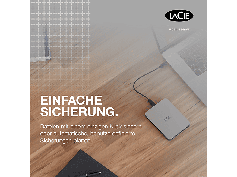 LACIE Mobile Drive Festplatte, 5 TB HDD, 2,5 Zoll, extern, Moon Silver 2