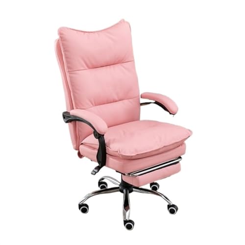 FUHAI-666 Bürostühle Chefsessel, Retro-Bürostuhl aus PU-Leder mit Gummirädern, Computer-/Büro-Schreibtischstuhl, ergonomischer dreiteiliger Bürostuhl mit hoher Rückenlehne Schreibtischstuhl(Pink)