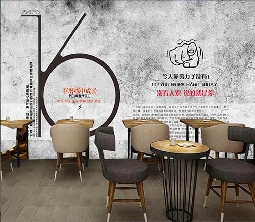 tyujlkjddlf Tapete Wandbild 3D Benutzerdefinierte Zementwand, Inspirierender Slogan, Bar-Restaurant-Hintergrundwand-350Cmx245Cm