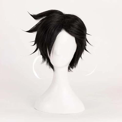 WCCNKK Anime Cosplay Perücke, Haikyuu Tetsurou Kuroo Perücke, Kurze Schwarze Haare, Mit Perückenkappe, Geeignet Für Halloween, Partys, Karneval, Comic-Ausstellungen, Anime-Geschenk