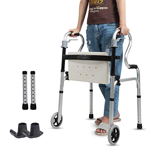 Faltbarer Rollator, Lauflernhilfe für ältere Menschen, tragbar, robust, zusammenklappbar, für Zuhause, Outdoor, jedes Gelände, mit weichen Griffen, 180 kg