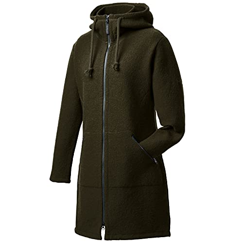 Mufflon Damen Wollmantel Mu- Nika mit Kapuze W100 Forest Oliv grün - S