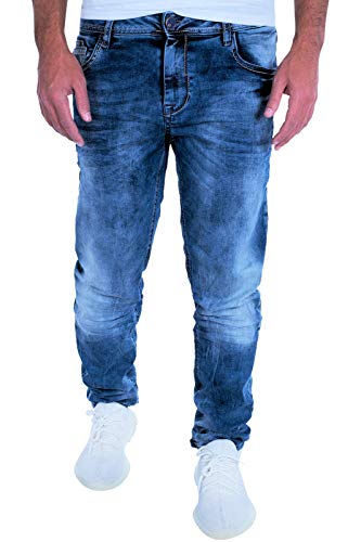 Cipo & Baxx Herren Jeans Clubwear Denim Hose CD319 Straight Designer Dicke Nähte CD319 Blue W40 L32