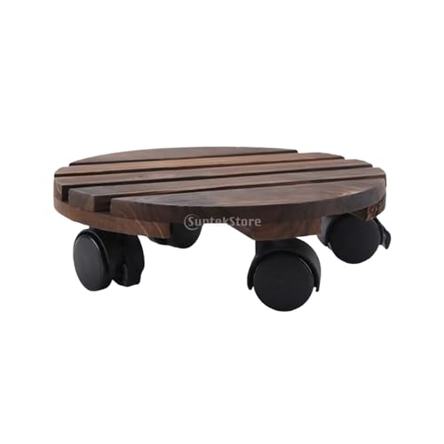 AMEEDA Pflanzenroller Holz-Pflanzenständer for den Innenbereich, runder/quadratischer Blumentopf-Mover-Wagen, Pflanzenständer mit Rädern, rollender Outdoor-Dolly(Round 25cm)