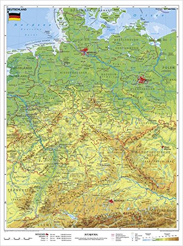 Deutschlandkarte Deutschland physisch, 67 x 91 cm als Poster (9709929627466)