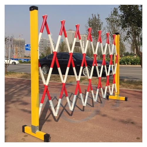 FFENFRYOU Traffic Fence,Retractable Traffic Barricade, Außenbarrikade Scherentor Mobile Sicherheitsbarriere Flexible einstellbare Verkehrsbarrikade Tragbarer einziehbarer Verkehrszaun(Red,1.2x2m)