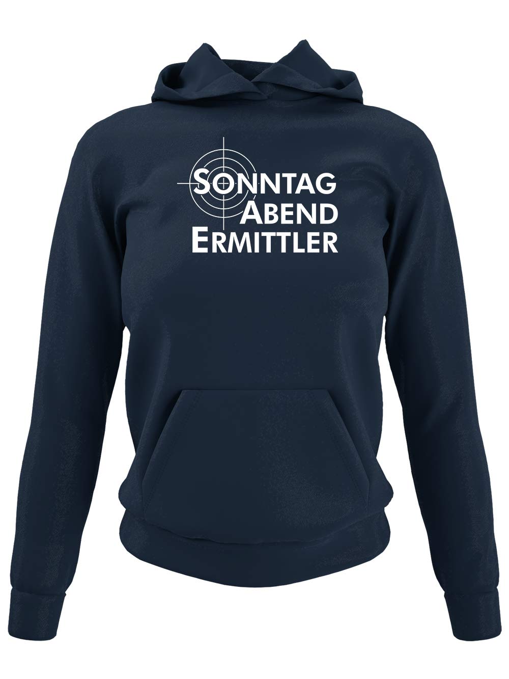 clothinx Sonntag Abend Ermittler | Passend zum Sonntagabend Krimi schauen und eine tolle Geschenkidee für alle Hobby Ermittler Damen Kapuzen-Pullover Navy Gr. XXL