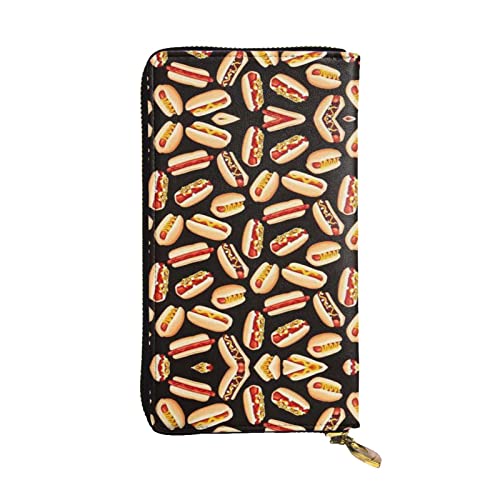 DMORJ Fun Food Hot Dogs lange Clutch aus Leder, 19 x 10 cm, bequem, leicht, wasserdicht, langlebig, schönes Geschenk, Schwarz, Einheitsgröße, Schwarz , Einheitsgröße