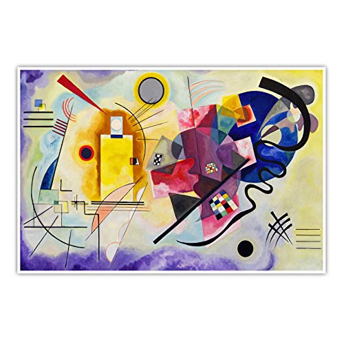 CanvasArts Gelb Rot Blau - Wassily Kandinsky - Poster, Wandbild Druck Kunstdruck (80 x 60 cm, Poster, Gelb Rot Blau)