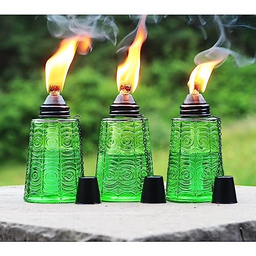 Citronella öl Tiki Fackeln für Draußen, Tischplatte Garten Fackel 3er-Set, grün