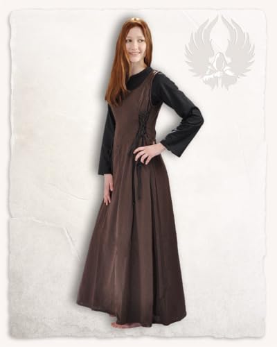 MYTHOLON Uma Kleid Canvas braun, M, Kleid Mittelalter Damen, LARP, Cosplay, Wikinger