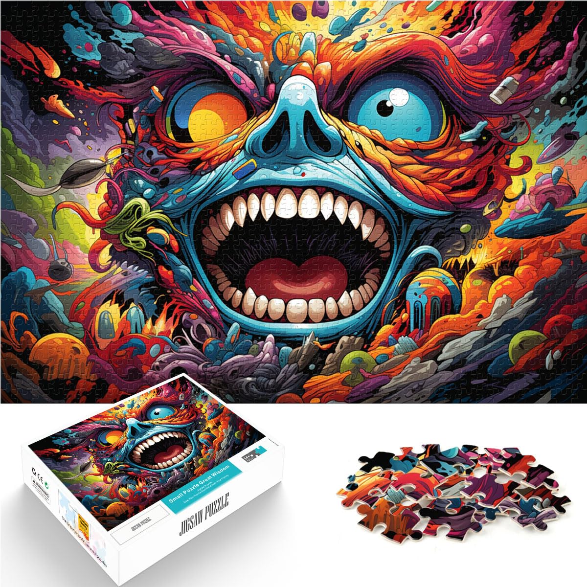 Puzzle für Fantasy, bunter Dämon, 1000 Puzzleteile für Erwachsene, Holzpuzzle, jedes Teil ist einzigartig – anspruchsvolles, unterhaltsames Familienspiel, 1000 Teile (50 x 75 cm)