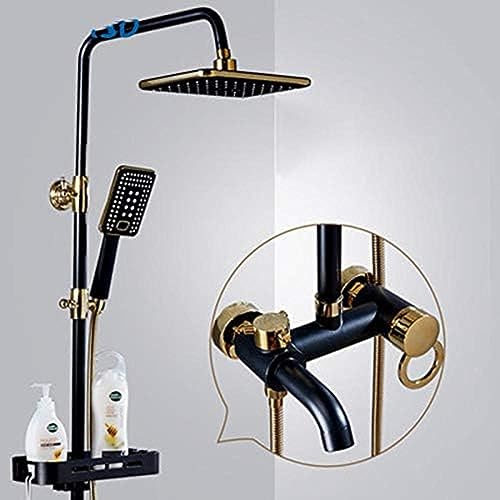 AJYBYUKJ Thermostat Badezimmer Dusche Wasserhahn Schwarz und Gold Dusche Set Badezimmer Wasserhahn Mischbatterie Bad Dusche Beauty Comes