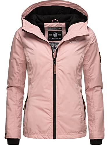 MARIKOO Damen Übergangs-Jacke leicht gefüttert mit Kapuze Brombeere Powder Rose Gr. XL