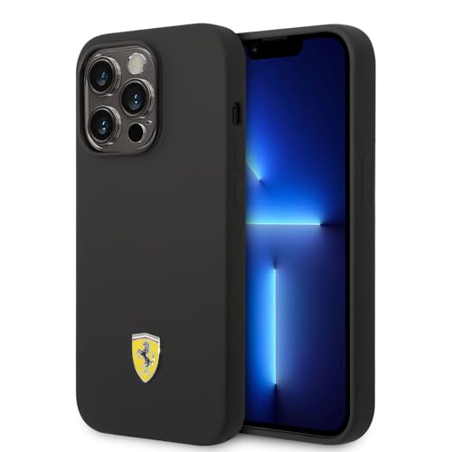 Ferrari FESSIHMP14XBK hülle für iPhone 14 Pro Max 6,7" schwarz/Black hardcase Silicone Metal Logo Magsafe