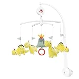 Fehn Musik Mobile Happy Dino - Baby Einschlafhilfe Musikspielzeug mit süßen Tieren - Babymobile Spieluhr Melodie "Brahms Wiegenlied" - Musikmobile Babybett Spielzeug für Babys von 0–5 Monaten