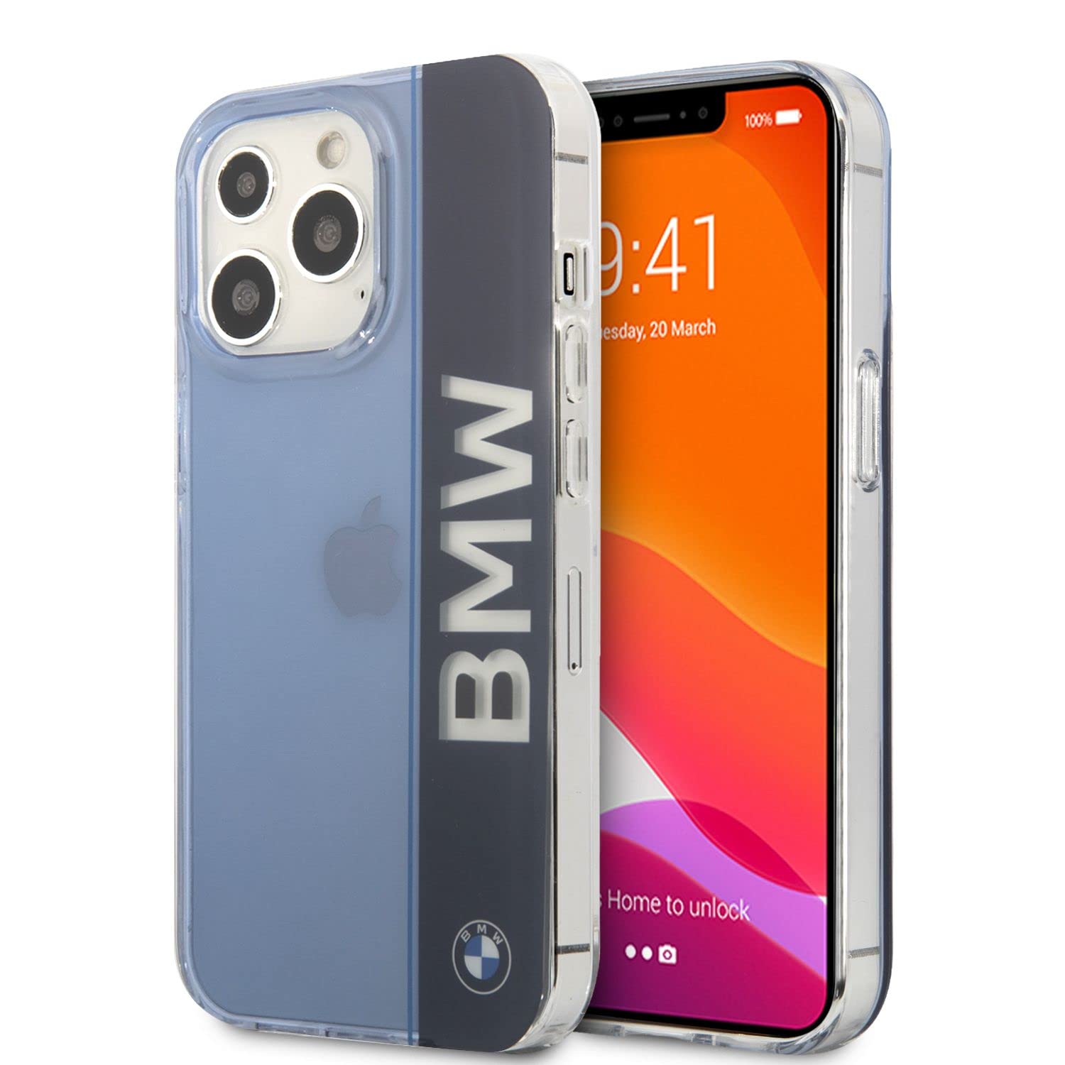 Schutzhülle für iPhone 13 Pro, Polycarbonat, TPU, V-Streifen, Motiv: BMW, transparent