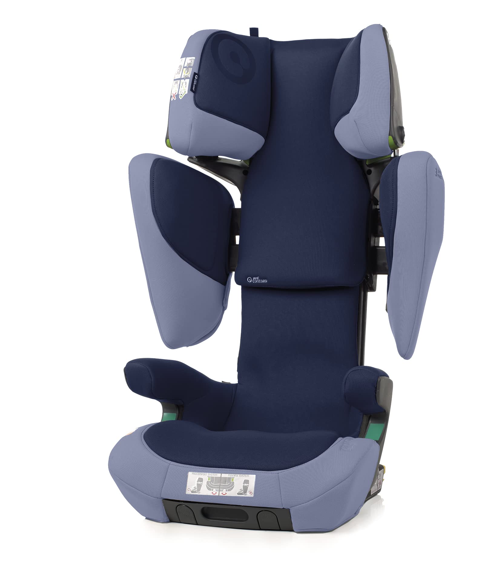 Jané Concord Transformer iPlus, iSize-Autokindersitz, von 100 bis 105 cm, Isofix, synchrone Anpassung, dreifache Dämpfung.