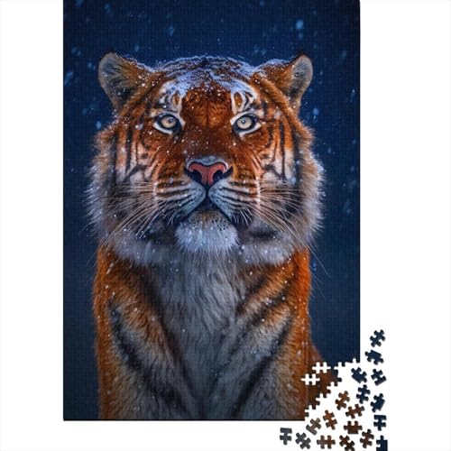 Holzpuzzle Sibirische Schneetiger für Erwachsene, 500-teiliges Puzzle für Erwachsene und Teenager, ganze Familie, 52 x 38 cm