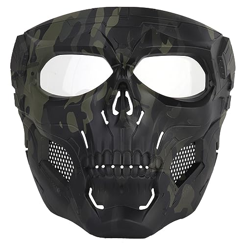 Taktische Airsoft Maske Verstellbare Totenkopf Maske Paintball Maske Schutzmaske Halloween Maske Schädelmaske Full Face Skull Mask Ghost Maske für Cs Wargame Halloween Cosplay