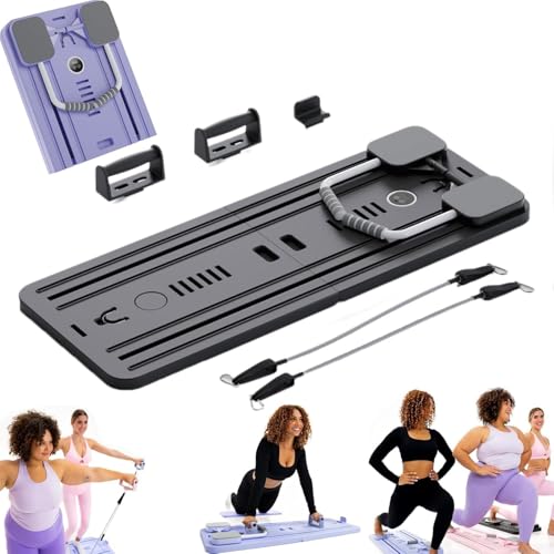 KJZQXYX Pilates-Brett – 2024 bestes Lhanel Pilates-Reformer-Set, vielseitig einsetzbares faltbares Pilates-Reformer-Brett für Zuhause (Black)