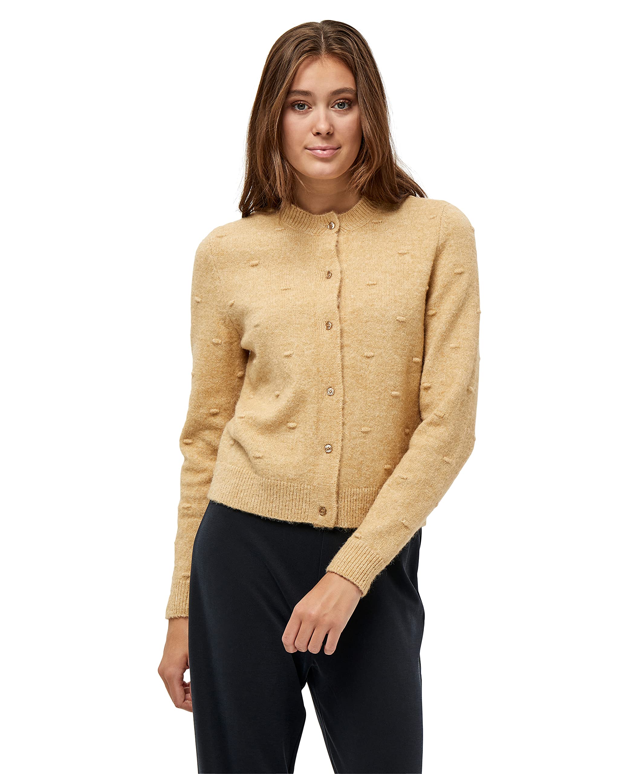 Peppercorn ,Women's ,Penelope O-neck Cardigan, 0273M WARM SAND MELANGE ,M