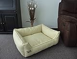 Hundebett Hundesofa Schlafplatz Kunstleder Similpelle Farbe und Größe wählbar von XS bis XXL (110 cm X 85 cm, Creme)