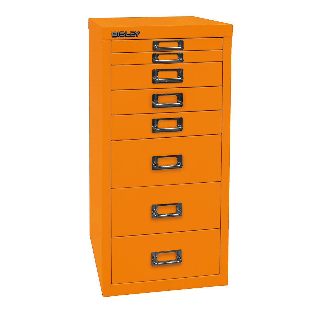 BISLEY MultiDrawer, 29er Serie, DIN A4, 8 Schubladen, Metall, 603 Orange, 38 x 27.9 x 59 cm