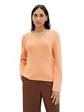 TOM TAILOR Damen Basic Strickpullover mit V-Ausschnitt, 34891 - Light Coral, L