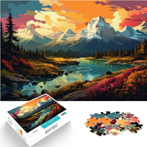 Puzzles zum Verschenken, farbenfrohe, schöne Landschaft, Puzzles 1000 Teile für Erwachsene, Holzpuzzle, interessantes Puzzle zur Stressreduzierung, 1000 Teile (50 x 75 cm)