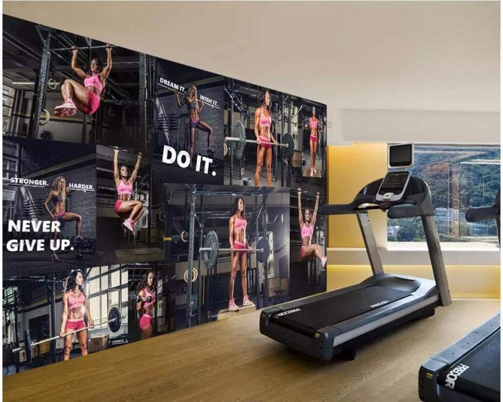 Frauensport Fitness 3D Tapete Poster Restaurant Schlafzimmer Wohnzimmer Sofa TV Dekorative Wand-400cm×280cm